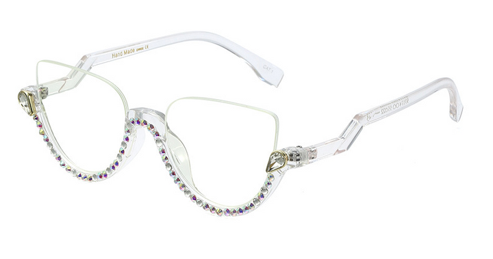 CCspace Women's Semi Rim Tr 90 Titanium Jeweled Frame Eyeglasses 45159 Semi Rim CCspace