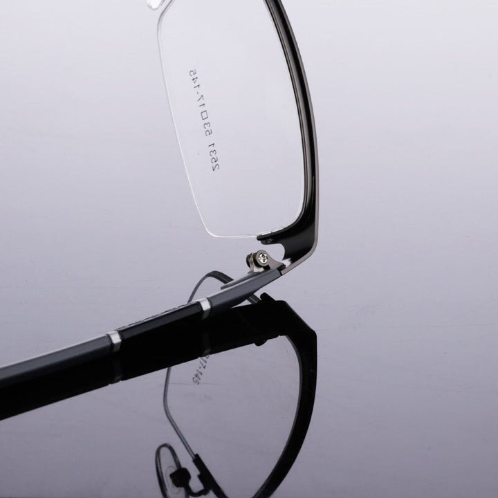 Unisex Half Rim Alloy Tr 90 Temple Eyeglasses 2531 Semi Rim Bclear