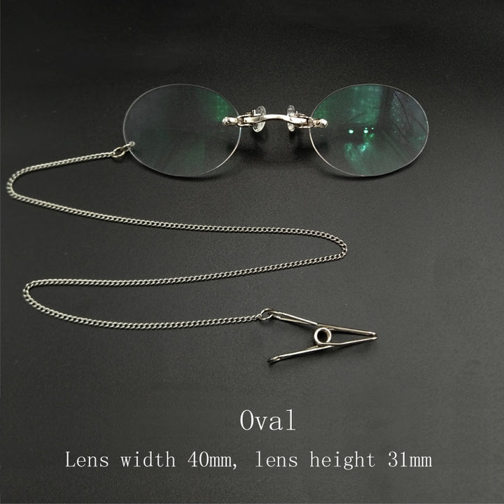 Unisex Round Classic Opera Reading Glasses Silver Nose Clip With Chain Reading Glasses Yujo China 0 C3