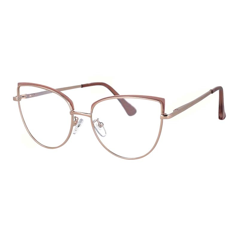 CCspace Unisex Full Rim Cat Eye Alloy Frame Eyeglasses 53101 Full Rim CCspace CN Bean-Paste