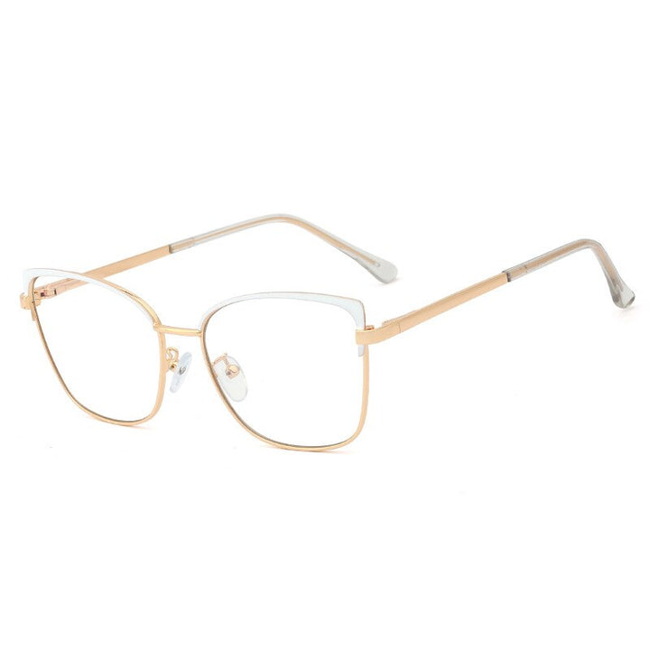 CCspace Women's Full Rim Square Cat Eye Alloy Frame Eyeglasses 48266 Full Rim CCspace C1White