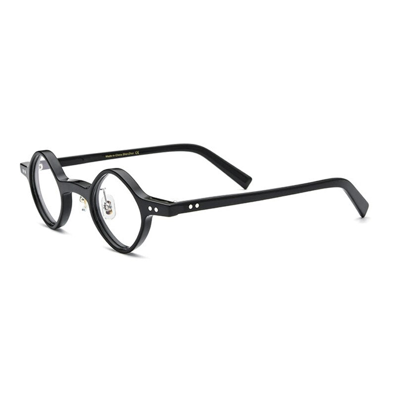 Gatenac Unisex Full Rim Round Acetate Frame Eyeglasses Gxyj704 Full Rim Gatenac Black