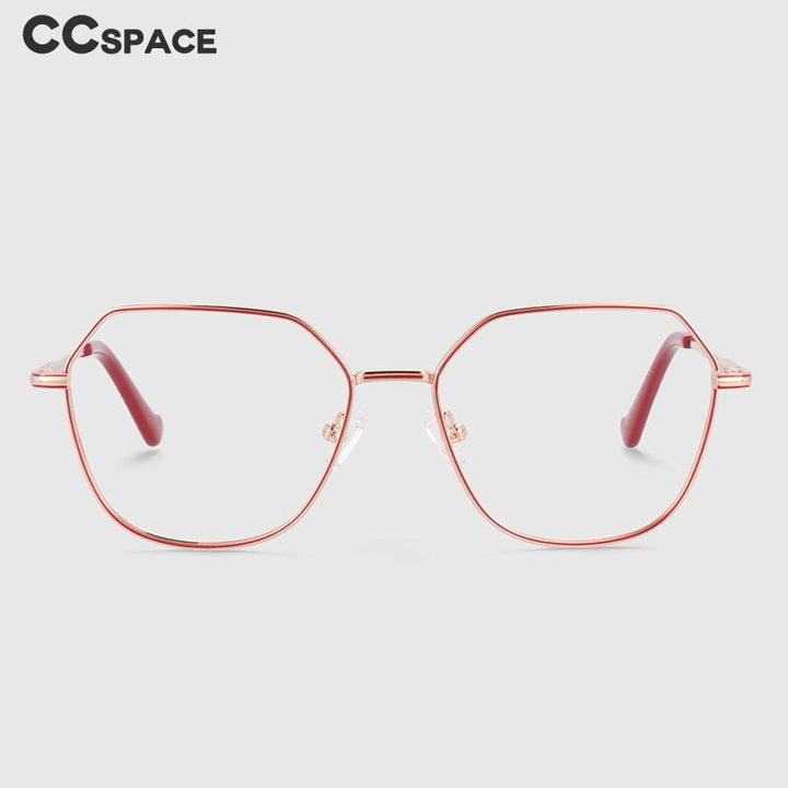 CCspace Unisex Full Rim Polygon Oval Alloy Frame Eyeglasses 53996 Full Rim CCspace