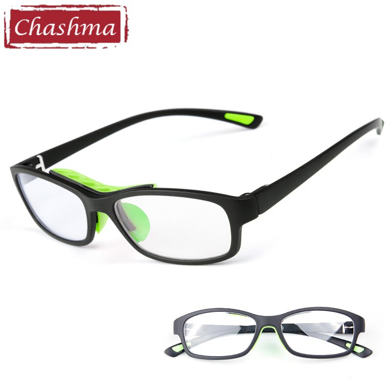 Chashma Ottica Unisex Full Rim Square Tr 90 Titanim Sport Goggle Eyeglasses 010 Full Rim Chashma Ottica Black Green