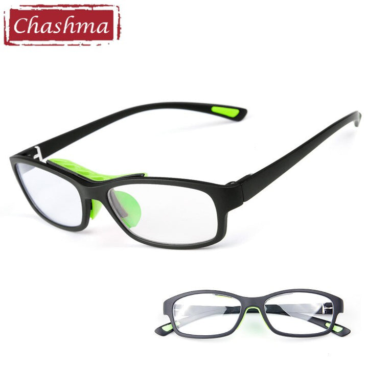 Chashma Ottica Unisex Full Rim Square Tr 90 Titanim Sport Goggle Eyeglasses 010 Full Rim Chashma Ottica Black Green