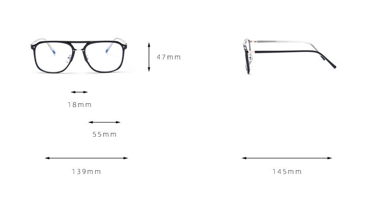 CCspace Women's Full Rim Square Tr 90 Titanium Double Bridge Frame Eyeglasses 49357 Full Rim CCspace
