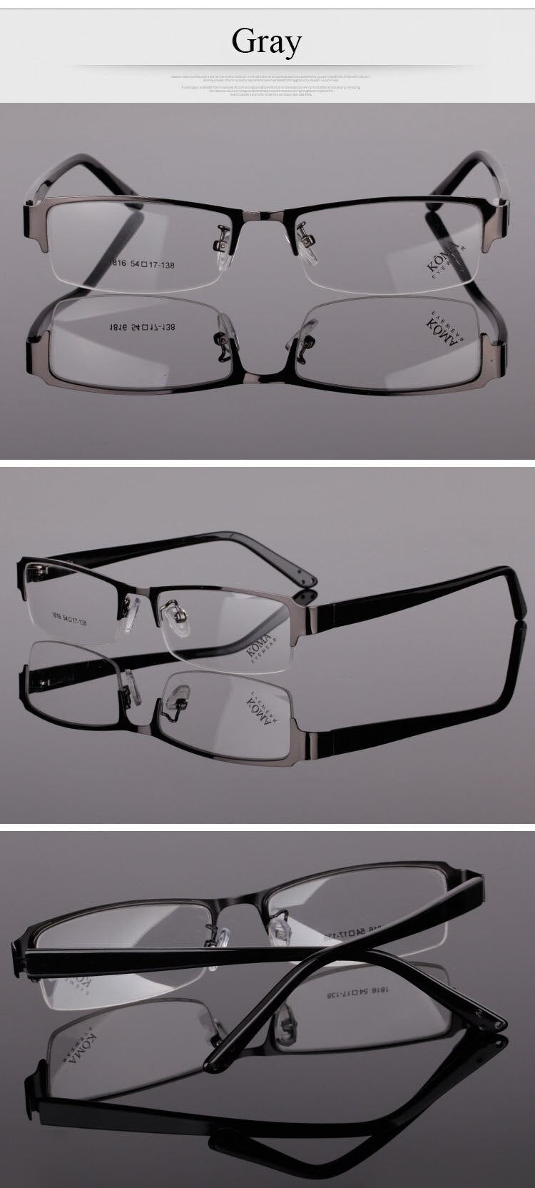 Bclear Men's Semi Rim Acetate Alloy Square Eyeglasses Spring Hinge N1816 Semi Rim Bclear