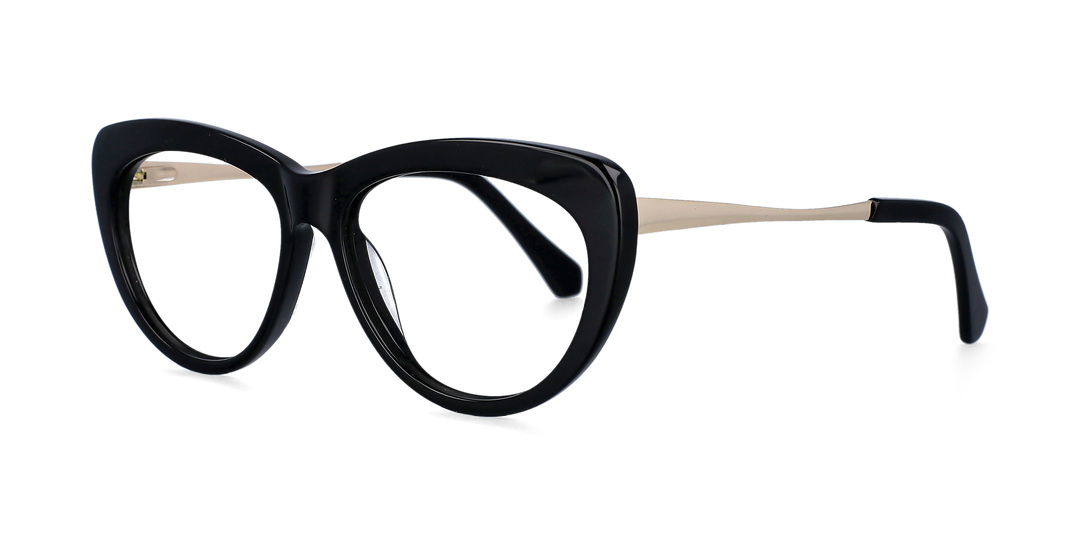 CCspace Unisex Full Rim Cat Eye Acetate Frame Eyeglasses 51070 Full Rim CCspace C1Black