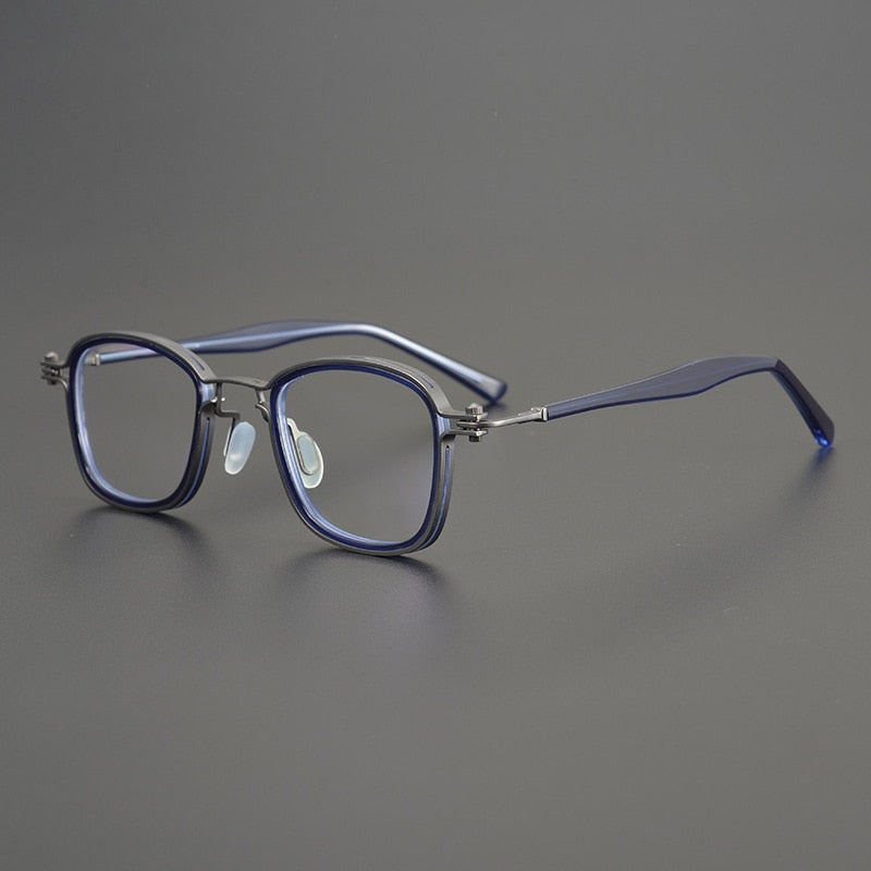 Gatenac Unisex Full Rim Square Acetate Alloy Frame Eyeglasses Gxyj698 Full Rim Gatenac Blue