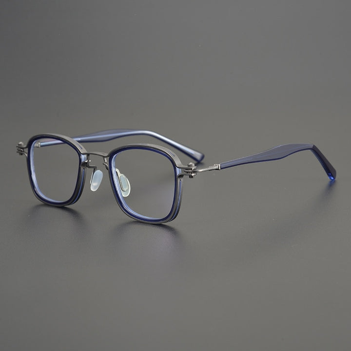 Gatenac Unisex Full Rim Square Acetate Alloy Frame Eyeglasses Gxyj698 Full Rim Gatenac Blue