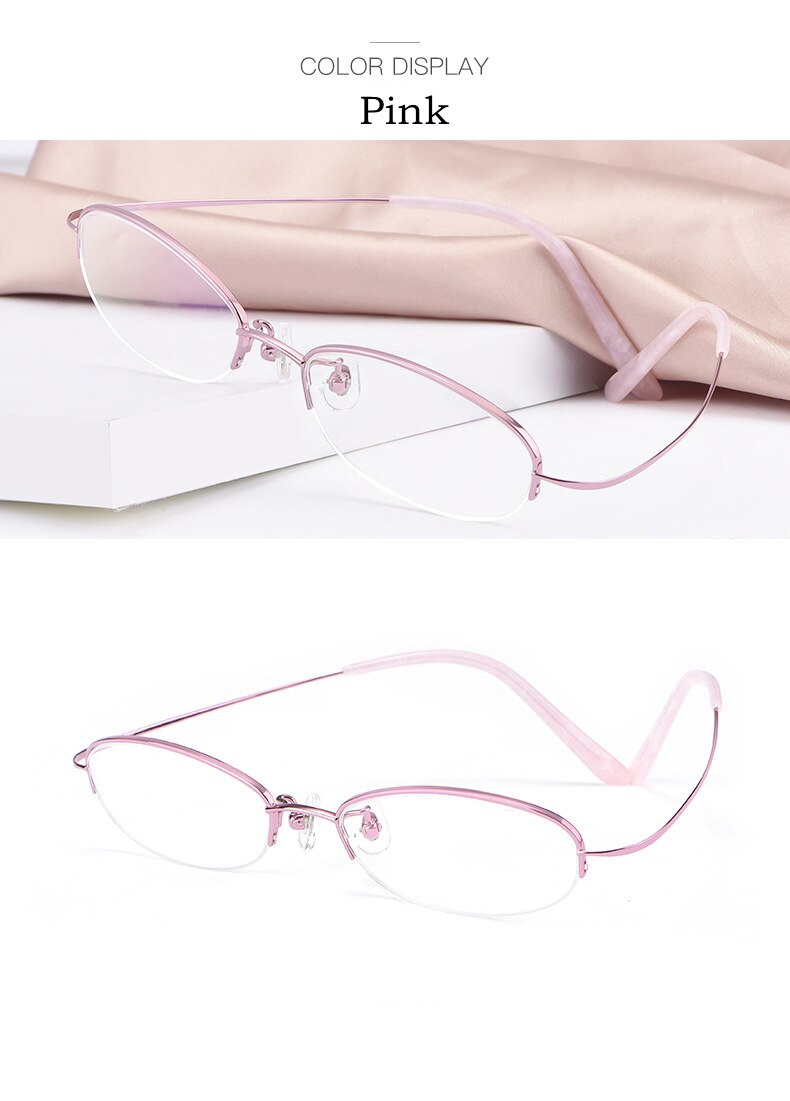 Yimaruili Women's Semi Rim Titanium Frame Eyeglasses T9276 Semi Rim Yimaruili Eyeglasses