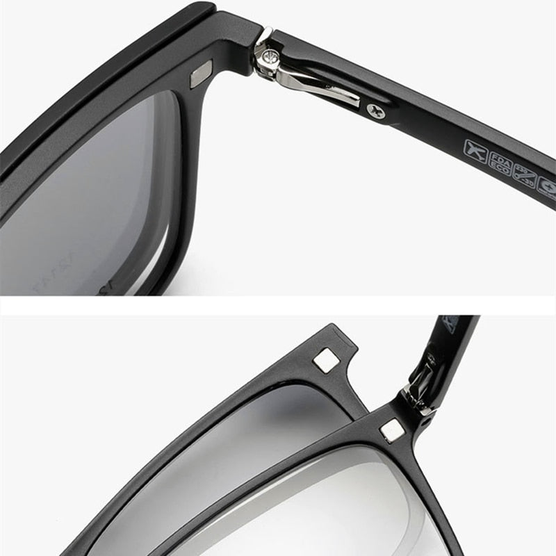 Yimaruili Unisex Full Rim Resin Frame Eyeglasses + 5 Polarized Magnetic Clip On Sunglasses 12147 With Clip Ons Yimaruili Eyeglasses