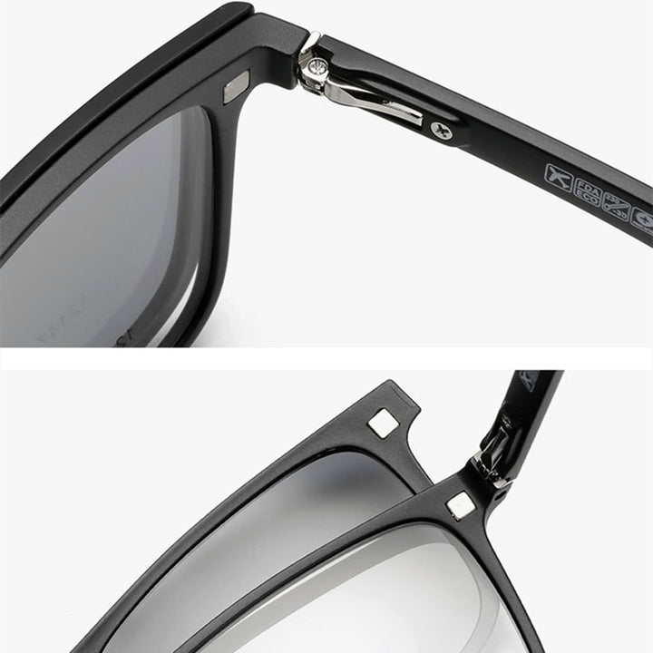 Yimaruili Unisex Full Rim Resin Frame Eyeglasses + 5 Polarized Magnetic Clip On Sunglasses 12147 With Clip Ons Yimaruili Eyeglasses