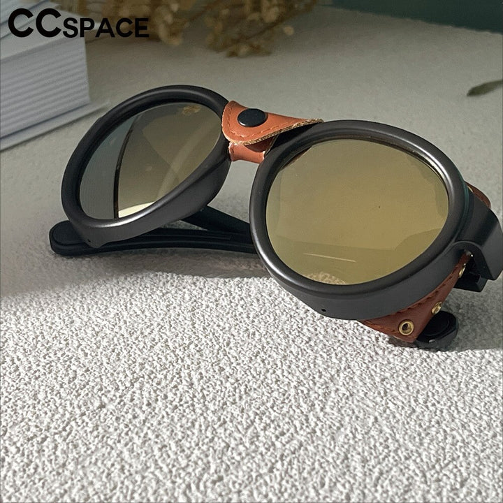 CCspace Unisex Full Rim Round Steampunk Resin Frame Sunglasses 46311 Sunglasses CCspace Sunglasses
