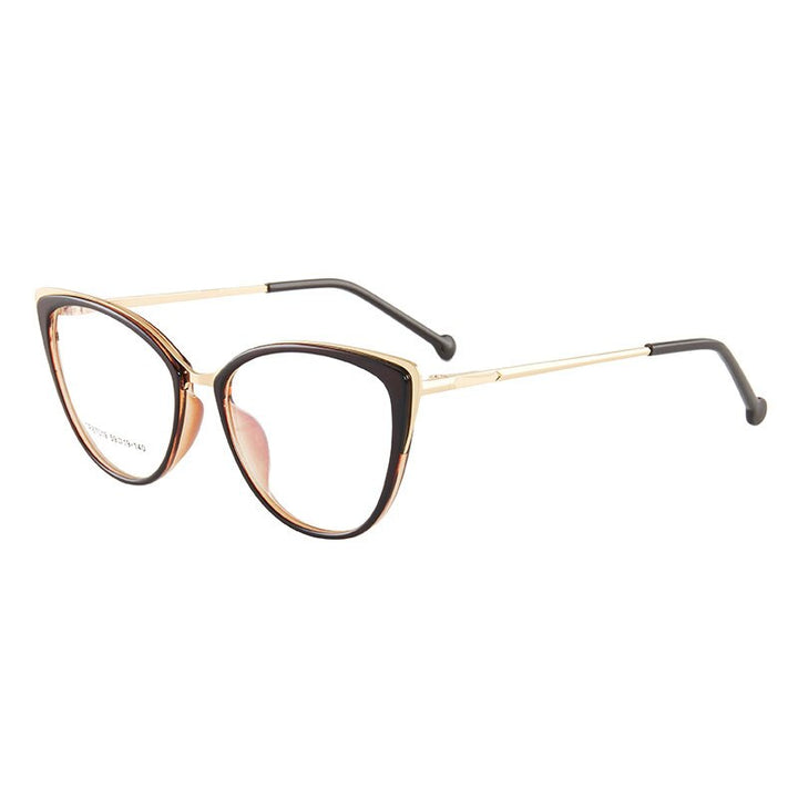 Hotony Women's Full Rim Cat Eye TR 90 Resin Alloy Frame Eyeglasses 7019 Full Rim Hotony TEA