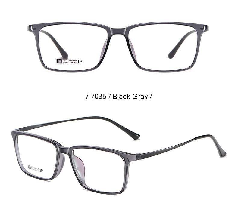 Hotochki Men's Full Rim Beta Titanium Frame Rectangular Eyeglasses 7036 Full Rim Hotochki