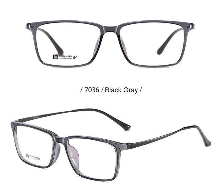 Hotochki Men's Full Rim Beta Titanium Frame Rectangular Eyeglasses 7036 Full Rim Hotochki