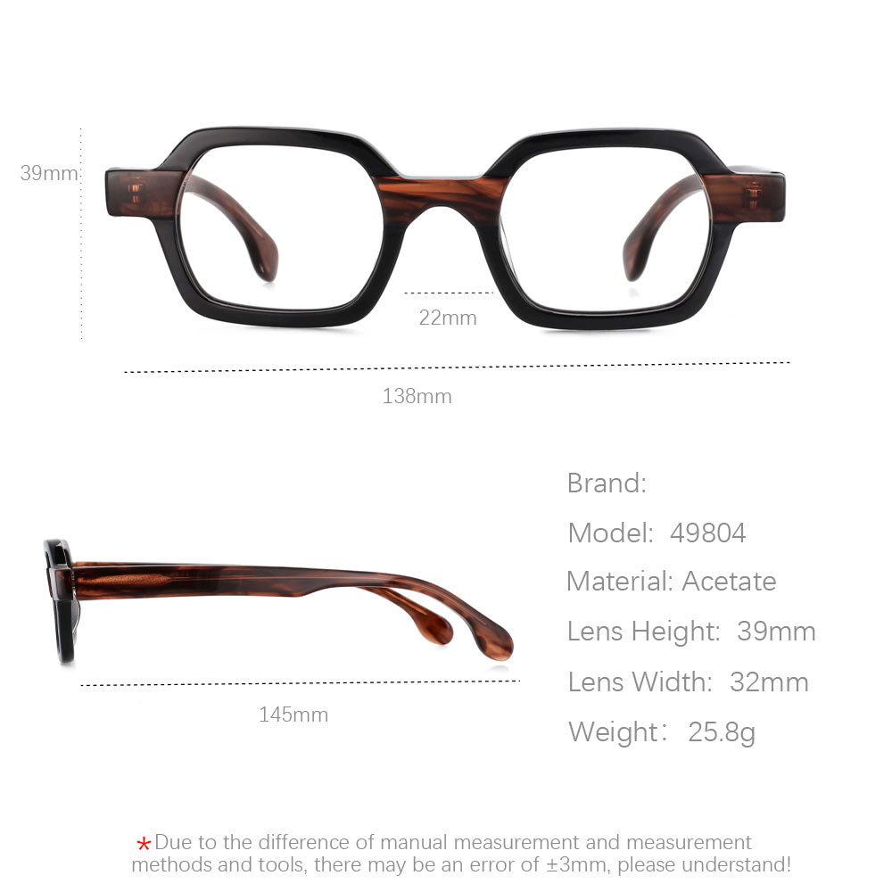 CCspace Unisex Full Rim Square Acetate Small Punk Frame Eyeglasses 49804 Full Rim CCspace