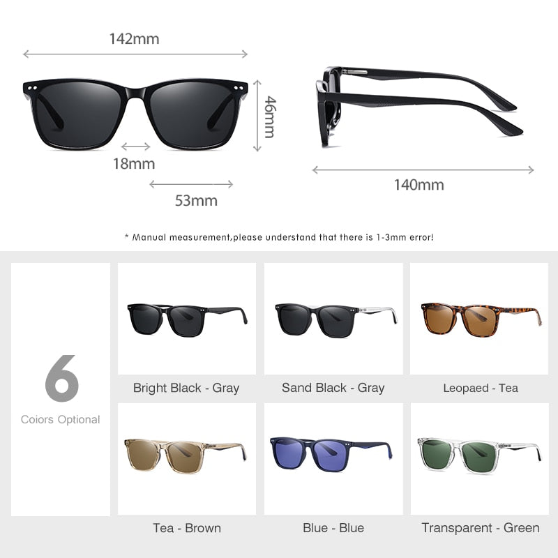 Lm Unisex Full Rim Square TR 90 Titanium Frame Polarized Sunglasses WLM3399 Sunglasses Lm