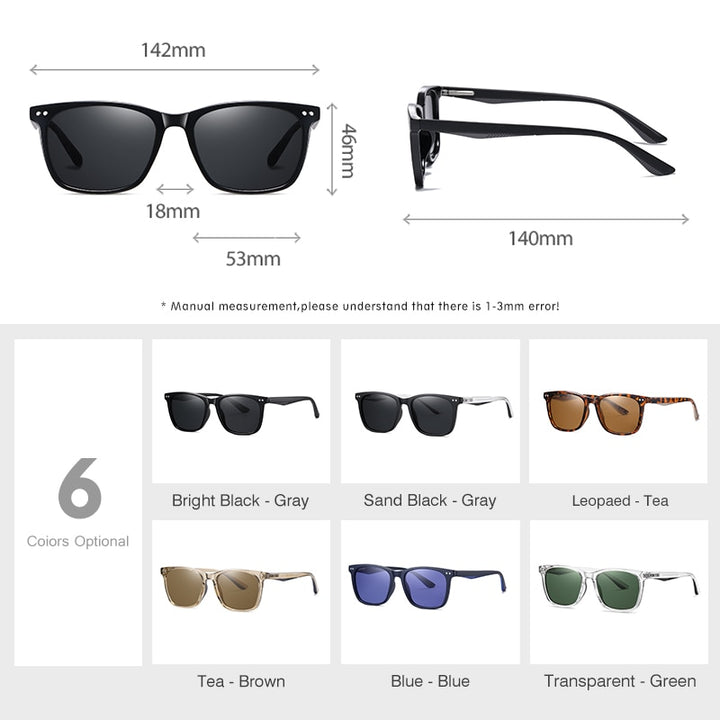Lm Unisex Full Rim Square TR 90 Titanium Frame Polarized Sunglasses WLM3399 Sunglasses Lm