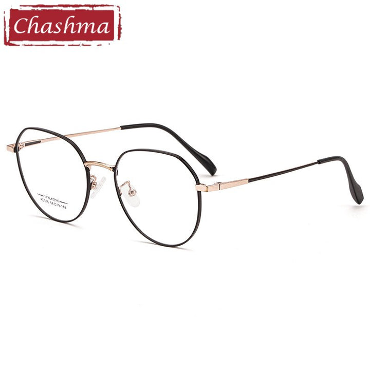 Chashma Ottica Unisex Full Rim Round Stainless Steel Eyeglasses Ac016 Full Rim Chashma Ottica Black Rose Gold