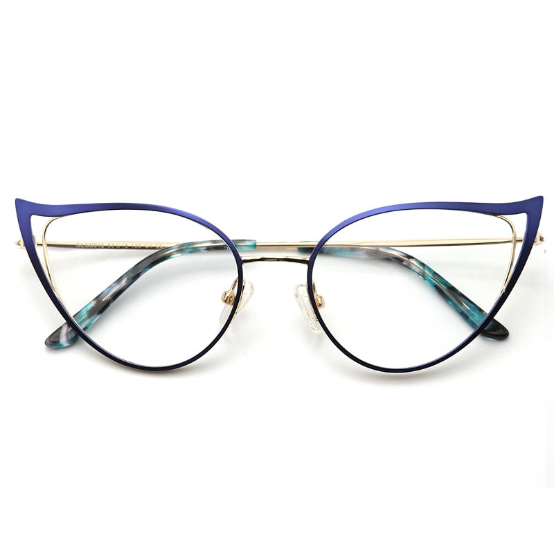Laoyehui Women's Full Rim Cat Eye Alloy Frame Reading Glasses Anti Blue Light 90161 Reading Glasses Laoyehui 0 Blue