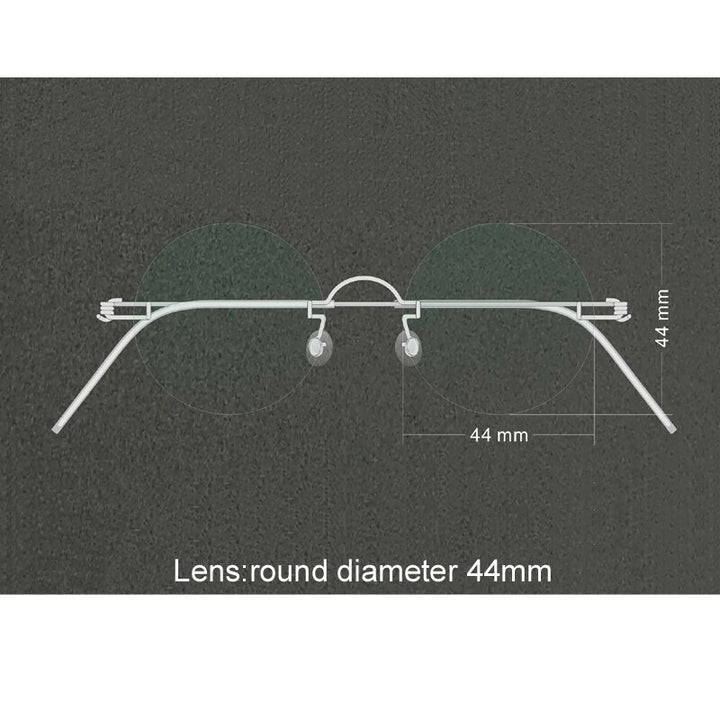 Unisex Handcrafted Small Round Screwless Rimless Reading Glasses Reading Glasses Yujo China 0 44mm