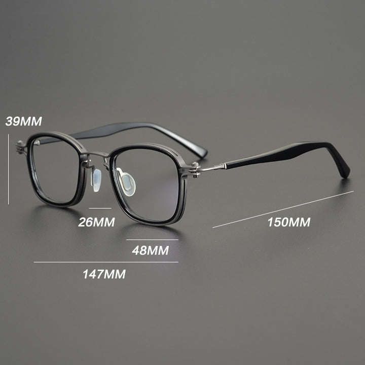 Gatenac Unisex Full Rim Square Acetate Alloy Frame Eyeglasses Gxyj698 Full Rim Gatenac