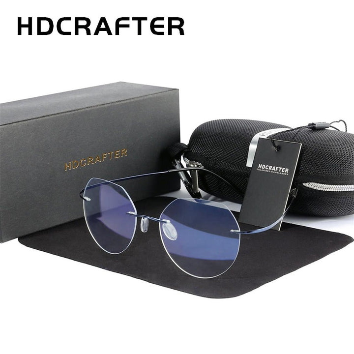Hdcrafter Unisex Rimless Polygon Round Titanium Frame Eyeglasses 6001-6002 Rimless Hdcrafter Eyeglasses