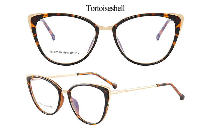 Hotony Women's Full Rim Cat Eye TR 90 Resin Alloy Frame Eyeglasses 7019 Full Rim Hotony