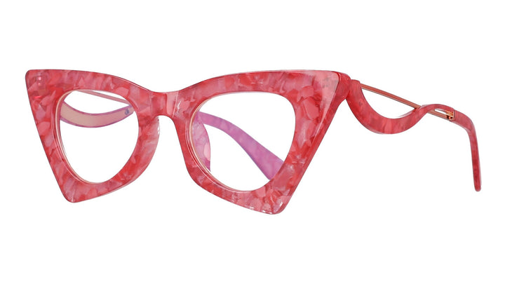 CCspace Women's Full Rim Cat Eye Resin Alloy Frame Eyeglasses 51094 Full Rim CCspace Red China