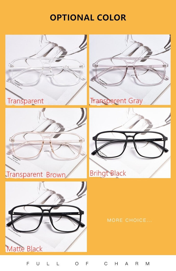 Yimaruili Unisex Full Rim TR 90 Resin Double Bridge Frame Eyeglasses D138 Full Rim Yimaruili Eyeglasses