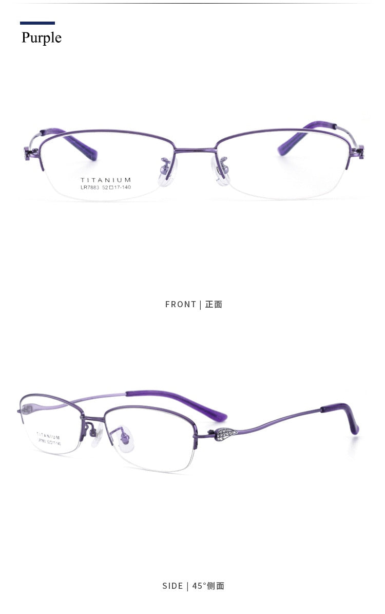 Women's Semi Rim IP Electronic Titanium Plated Frame Lr7883 Semi Rim Bclear