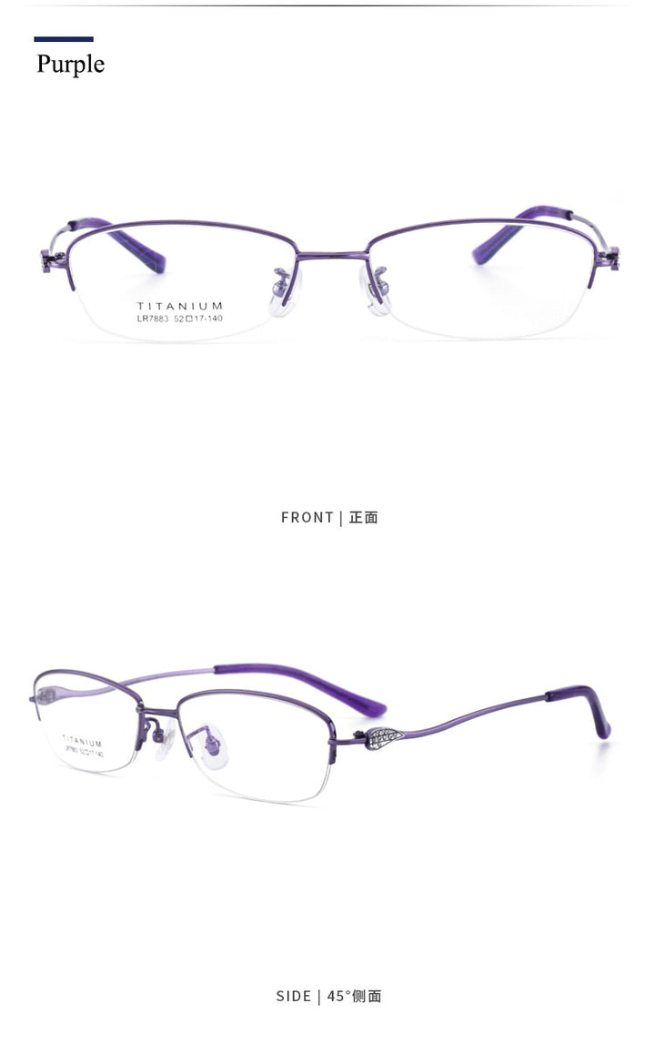Women's Semi Rim IP Electronic Titanium Plated Frame Lr7883 Semi Rim Bclear