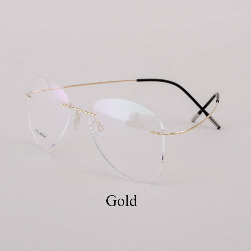 Bclear Unisex Customized Rimless Oval Titanium Alloy Eyeglasses My20002 Rimless Bclear Gold