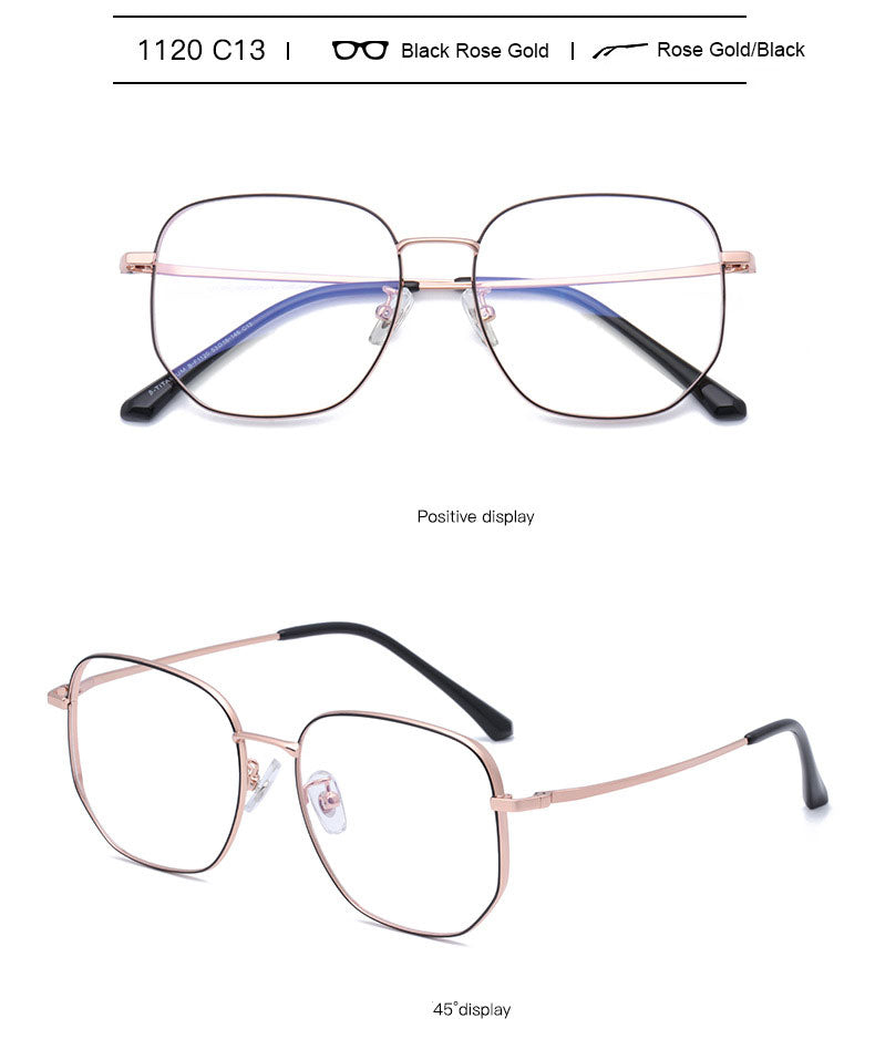 Hotony Unisex Full Rim Polygonal Square Titanium Frame Eyeglasses 1120 Full Rim Hotony