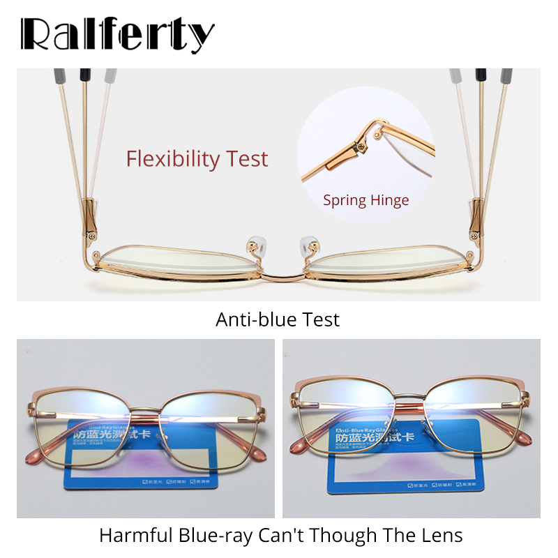 Ralferty Women's Full Rim Square Cat Eye Alloy Eyeglasses F95700 Full Rim Ralferty   