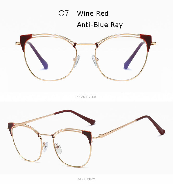 Hotony Unisex Full Rim Cat Eye Alloy Frame Eyeglasses L95537 Full Rim Hotony
