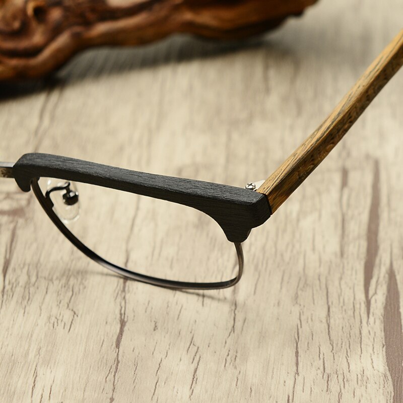 Hdcrafter Men's Full Rim Square Wood Titanium Frame Eyeglasses Ta12321 Full Rim Hdcrafter Eyeglasses