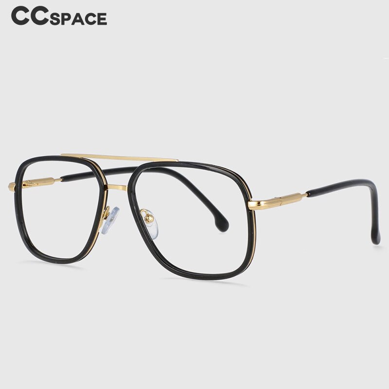 CCspace Unisex Full Rim Square Double Bridge Tr 90 Titanium Frame Eyeglasses 53947 Full Rim CCspace
