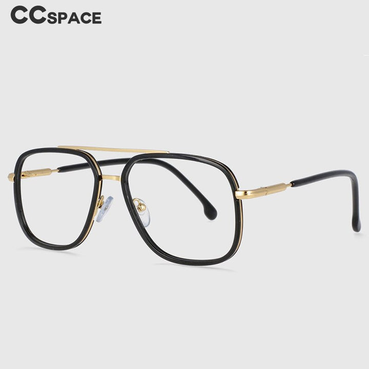 CCspace Unisex Full Rim Square Double Bridge Tr 90 Titanium Frame Eyeglasses 53947 Full Rim CCspace