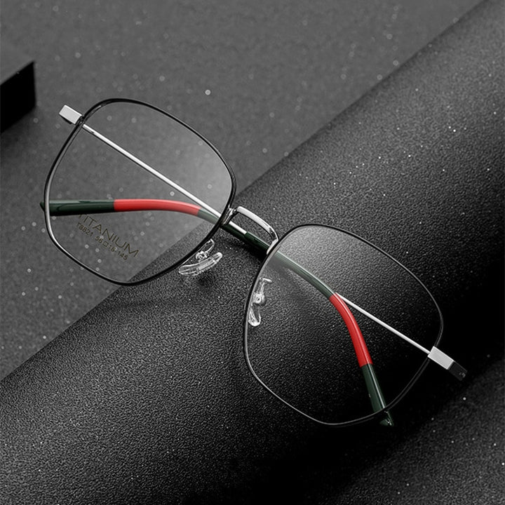 Yimaruili Unisex Full Rim Titanium Polygon Frame Eyeglasses T8821 Full Rim Yimaruili Eyeglasses