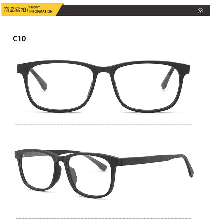 Hdcrafter Men's Full Rim Square Metal Wood Frame Eyeglasses P1689 Full Rim Hdcrafter Eyeglasses   