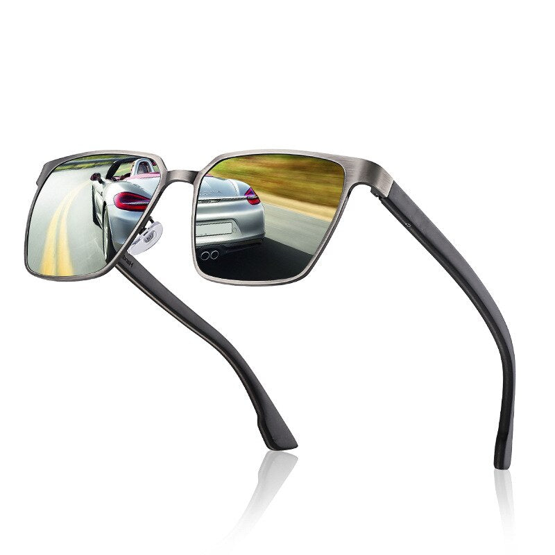 Yimaruili Men's Full Rim Square Wood/Stainless Steel Frame Polarized Lens Sunglasses 8037 Sunglasses Yimaruili Sunglasses