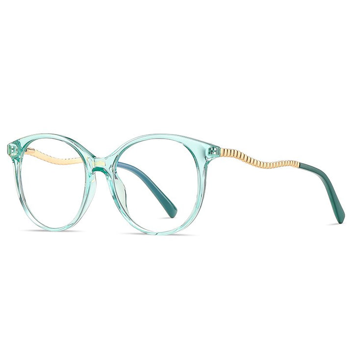 Gmei Women's Full Rim TR 90 Metal Round Frame Eyeglasses 2067 Full Rim Gmei Optical C6 Transparent Green