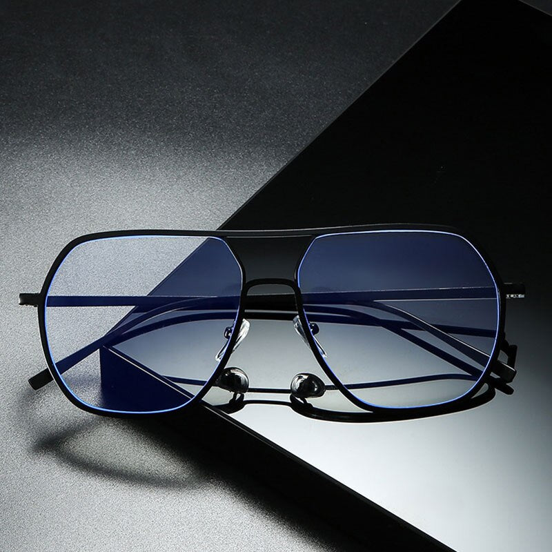 Hotony Unisex Full Rim Double Bridge Polygonal Alloy Frame Eyeglasses 60803 Full Rim Hotony