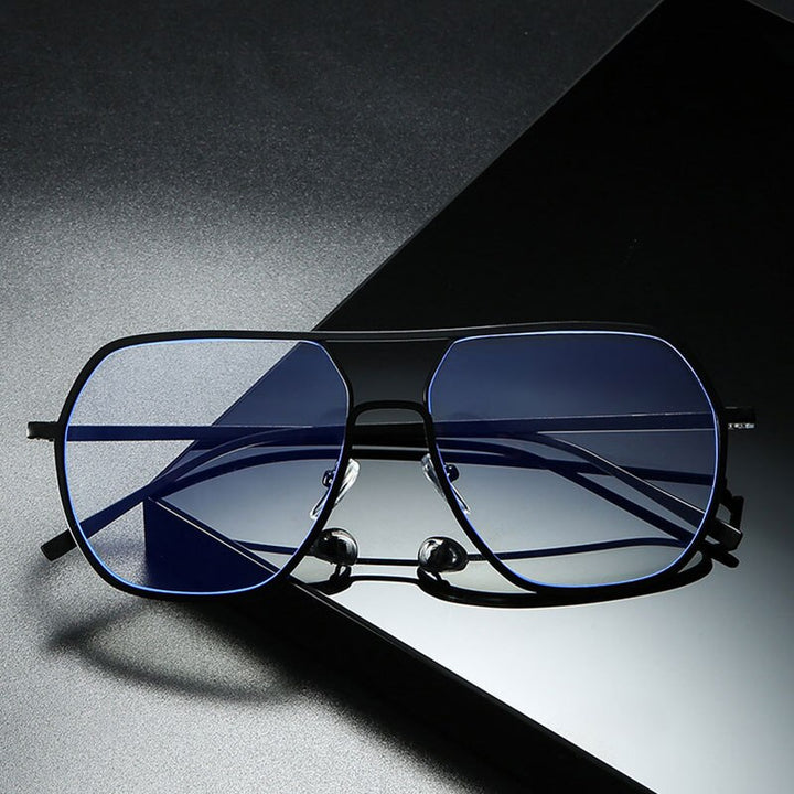 Hotony Unisex Full Rim Double Bridge Polygonal Alloy Frame Eyeglasses 60803 Full Rim Hotony