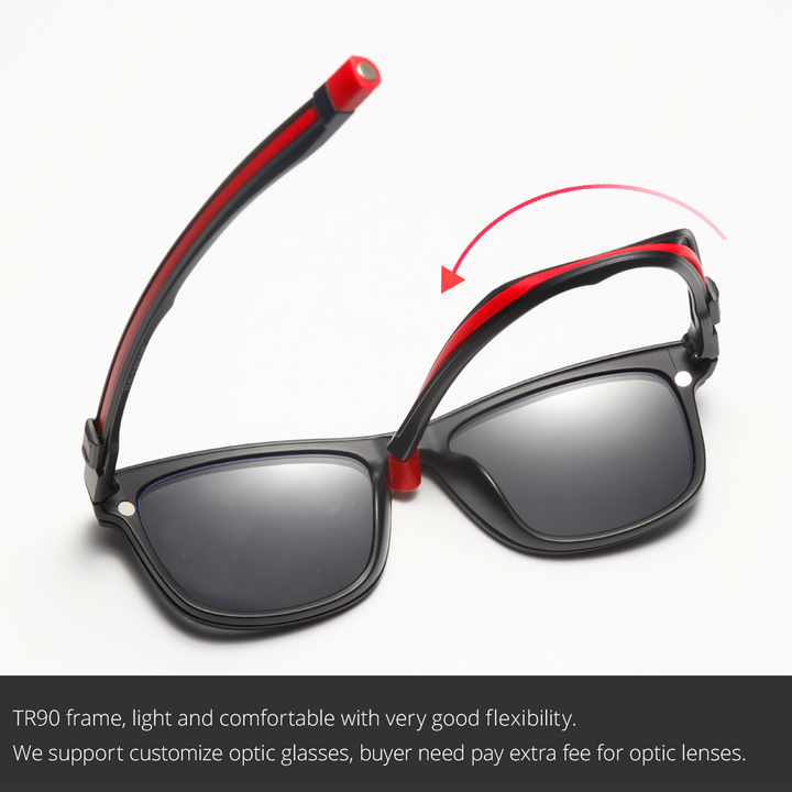 Ralferty Unisex Square Eyeglasses With Clip On Sunglasses With Clip Ons Ralferty