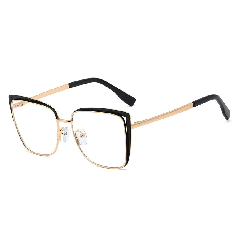 CCspace Unisex Full Rim Square Cat Eye Alloy Frame Eyeglasses 48324 Full Rim CCspace C5Black