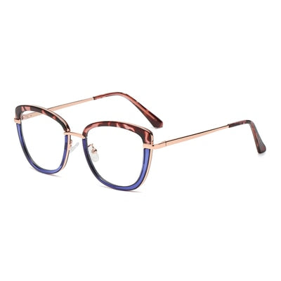 Ralferty Women's Eyeglasses Cat Eye Anti Blue Light TR90 D609 Full Rim Ralferty C2 Blue